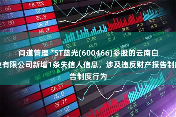问道管理 *ST蓝光(600466)参股的云南白药置业有限公司新增1条失信人信息，涉及违反财产报告制度行为