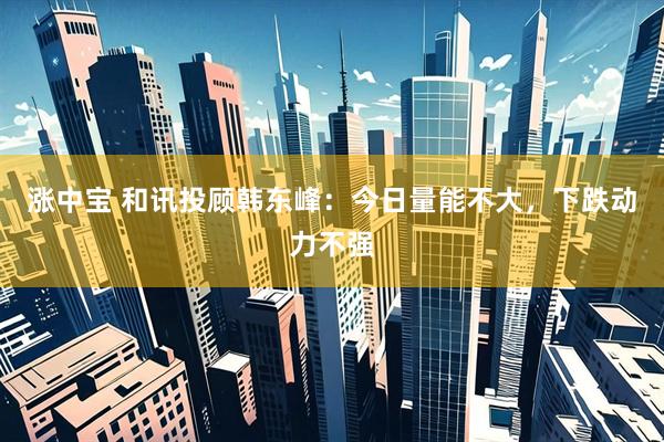涨中宝 和讯投顾韩东峰：今日量能不大，下跌动力不强